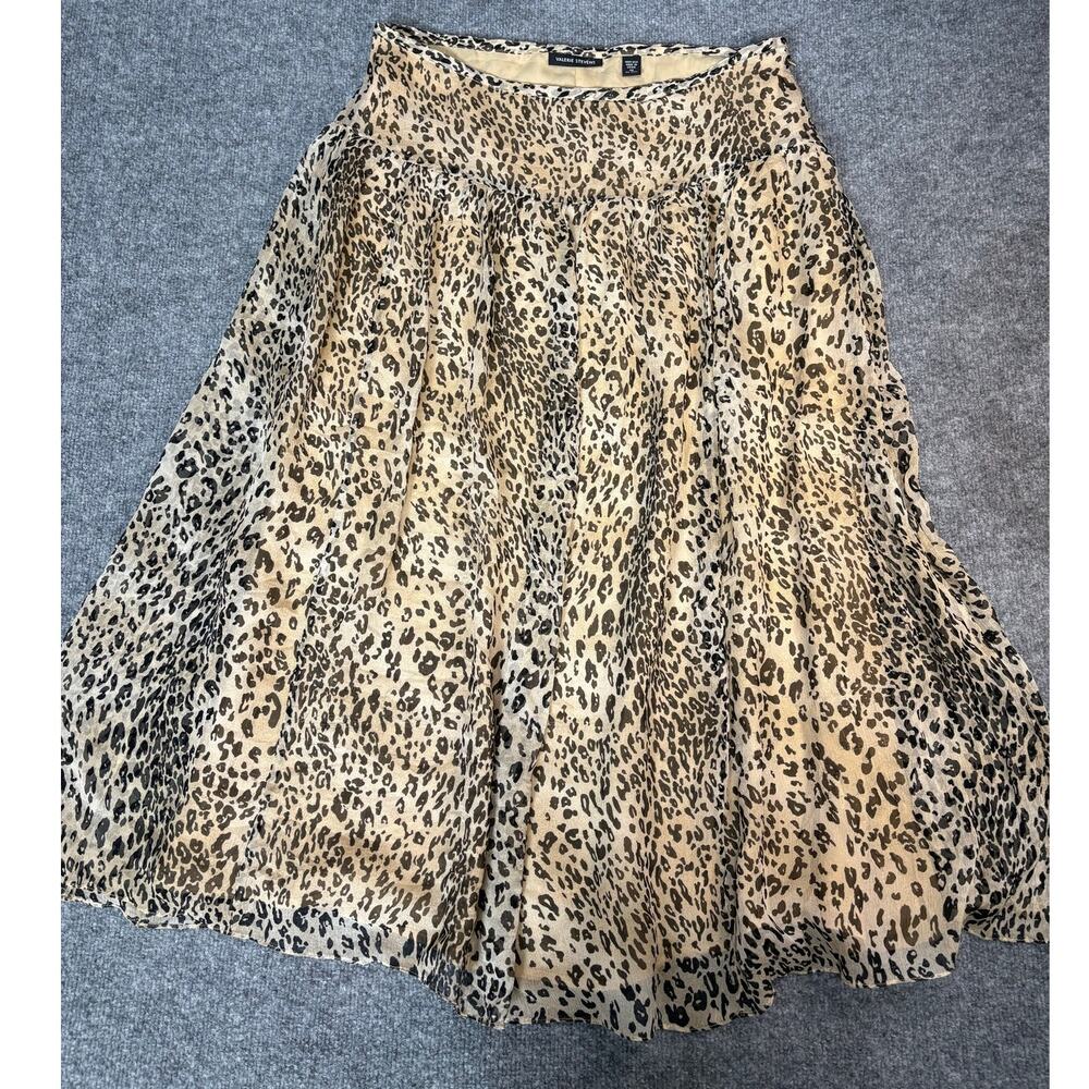 Vintage 100% silk Valerie Stevens Leopard Print Midi Skirt 16 Lined A-Line